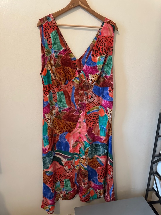 Farm Rio Multicolor V Neck Midi Dress - Size XL - Picture 10 of 12